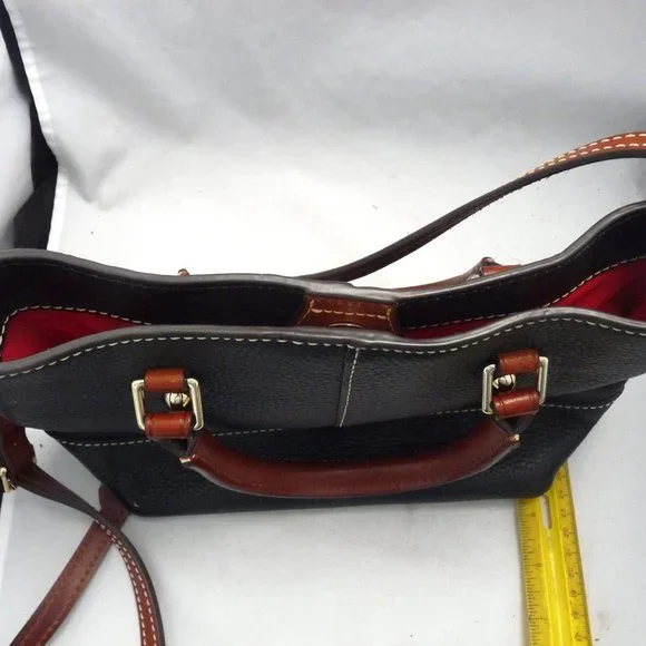 Dooney and Bourke Pebble Black Brown Chelsea Shopper leather Satchel Tote Bag